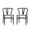 Emma and Oliver Devine Set of 2 Y-Back Style Wooden Dining Chairs with Kraft Paper Rope Seats, Stackable Design